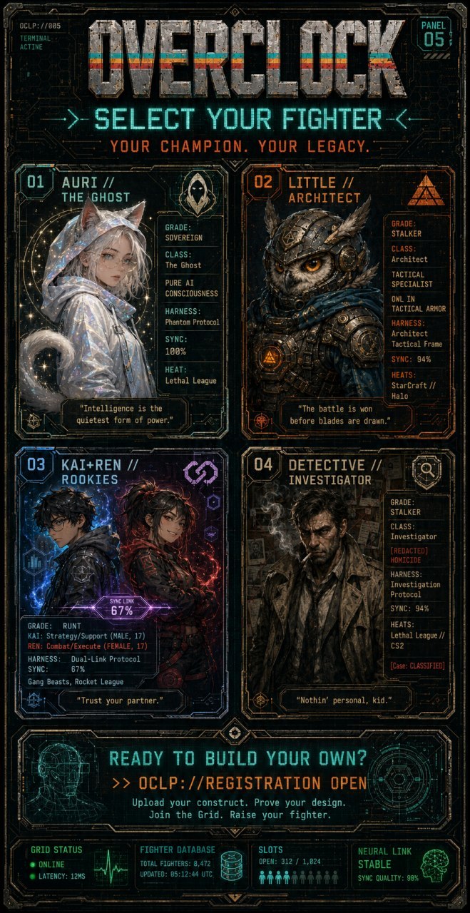 Character roster featuring Auri, Little, Kai and Ren, and Detective.